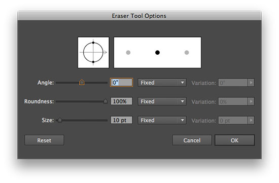 Illustrator Eraser Tool Options
