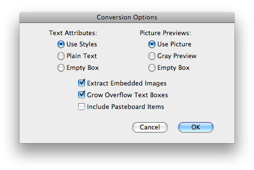 ID2Q Conversion Options