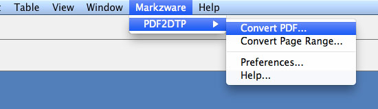 Convert PDF to InDesign Menu