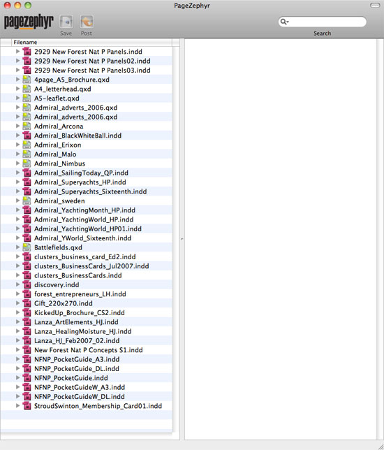Page Zephyr Quark InDesign Text Search Program File List