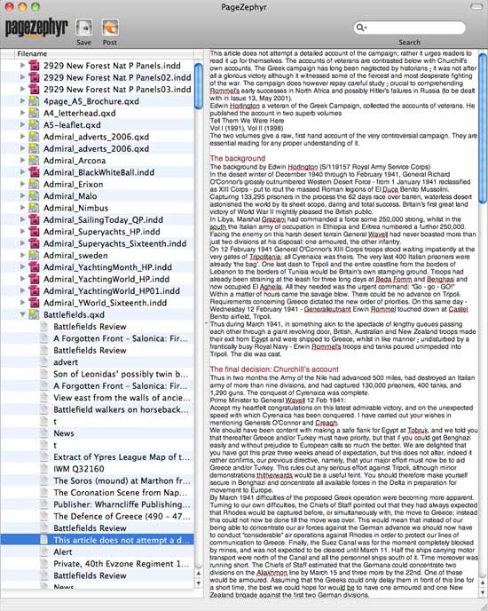 Page Zephyr Quark InDesign Text Search Program File List