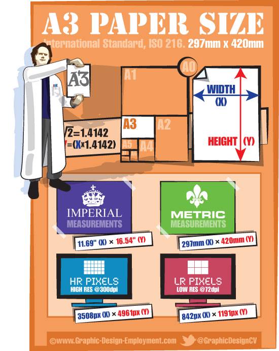 A3 paper dimensions. Free infographic of the ISO A3 paper size.