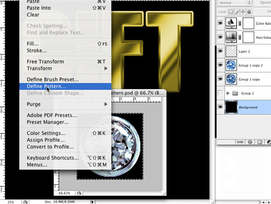Define a pattern in Photoshop