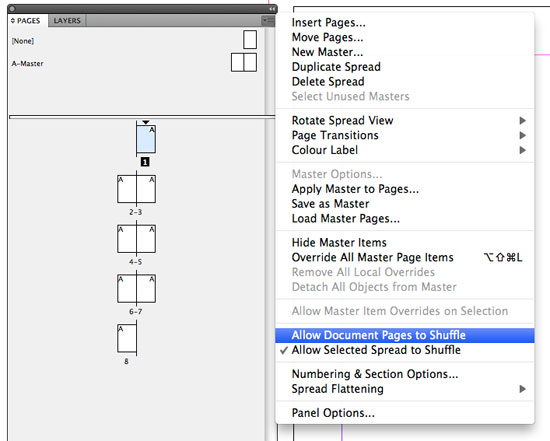 Deselect Allow Document Pages to Shuffle