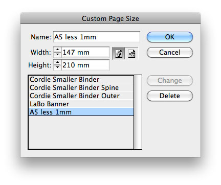 Create a new custom page size