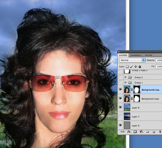 Cutting Out Hair in Photoshop - With new light background