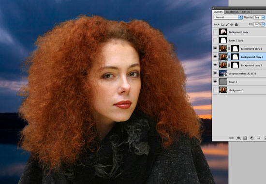 How to Cut Out Hair in Photoshop - Bring in a new background of your choice
