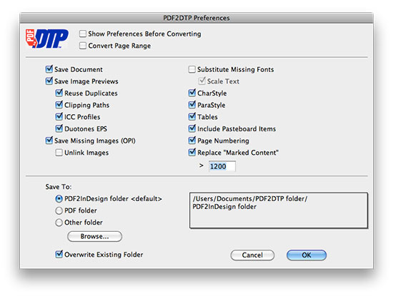 PDF2DTP Preferences