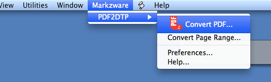 Convert PDF to Quark Menu