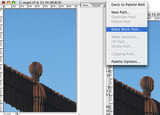 Make a work path for Photoshop Clipping Paths
