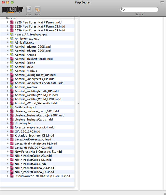 Page Zephyr Quark InDesign Text Search Program File List