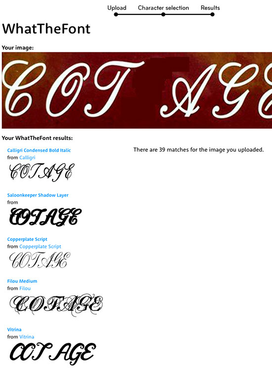 WhatTheFont results